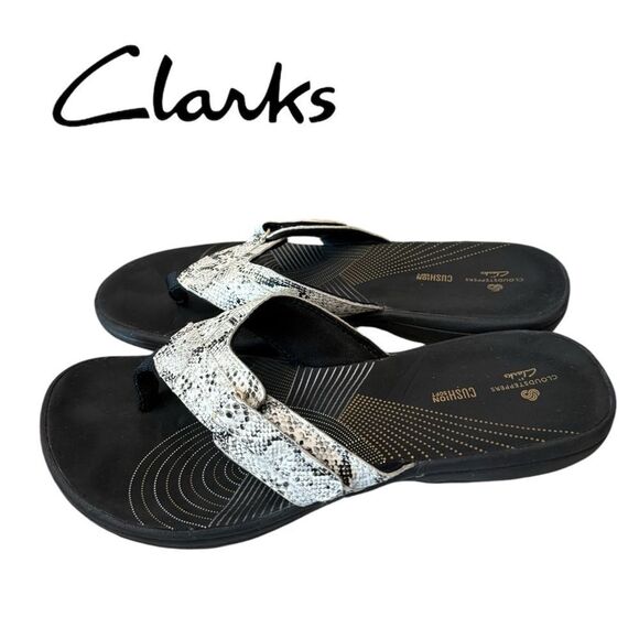 Clarks Cloudsteppers Womens Breeze Sea Snake Thong Adjustable Sandals 9 - Picture 1 of 6